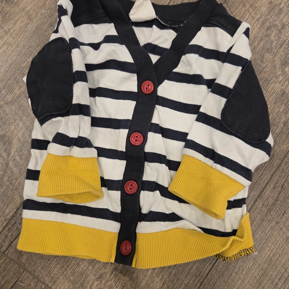 Striped Kids Cardigan with Yellow Accents